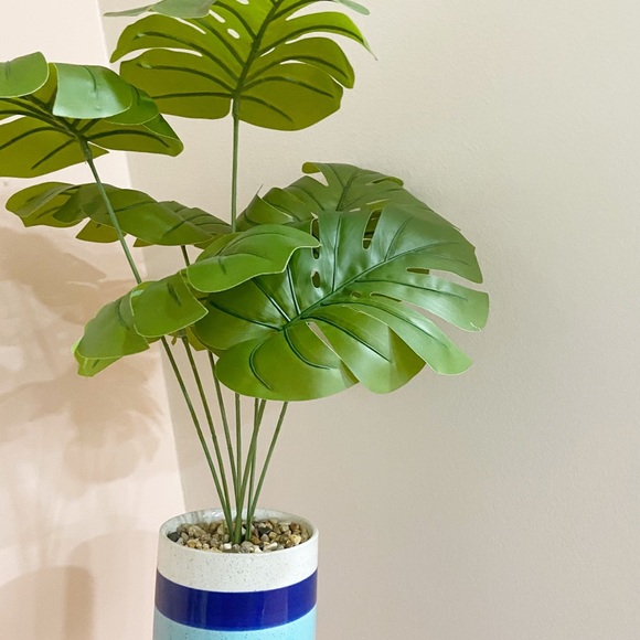 Faux Monstera Deliciosa Plant in Colorful Pot - Picture 2 of 15